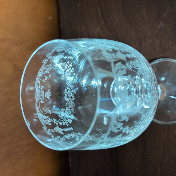 Vintage Bohemia Etched Crystal Wine Glasses Made in Czechoslovakia Set of 4 - Picture 5 of 11